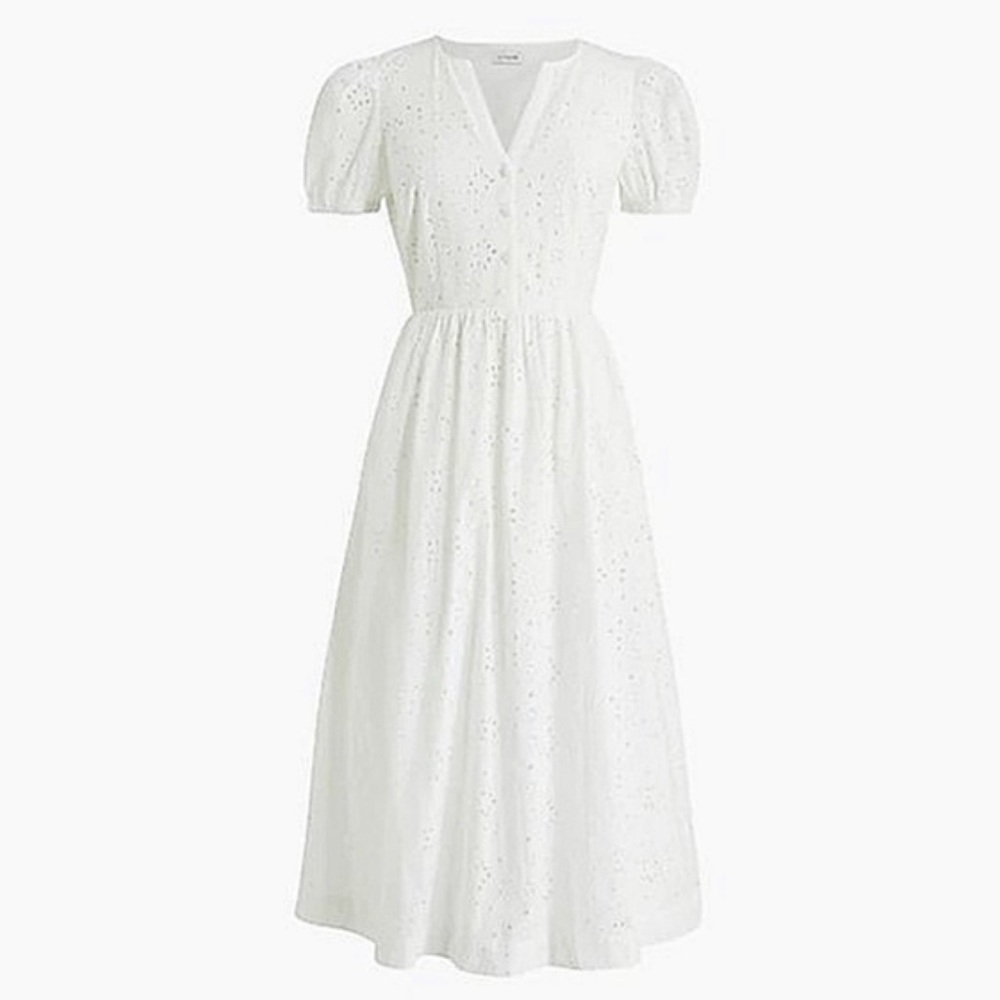 JCrew Eyelet puff-sleeve dress